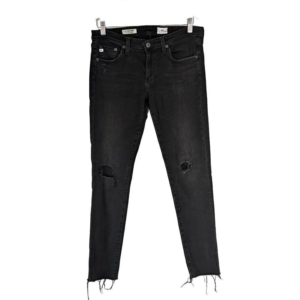 AG Adriano Goldschmied The Legging Ankle Washed Black Destroyed Jeans